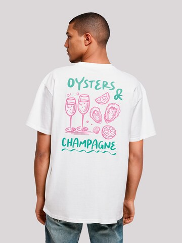 T-Shirt 'Oysters And Champagne' F4NT4STIC en blanc