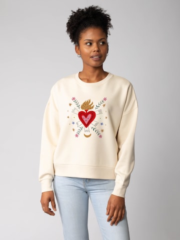 Watapparel Sweatshirt 'Love and flex' in Geel: voorkant
