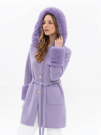 Passioni Übergangsmantel 'Knielanger Mantel mit Kapuze' in violettblau, Produktansicht