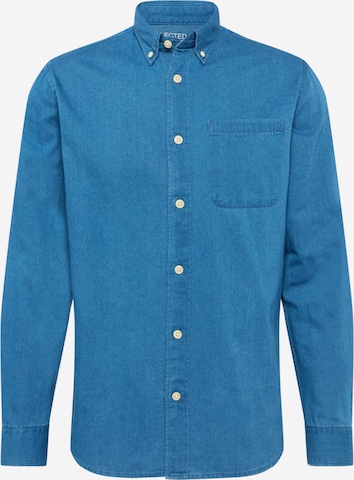 SELECTED HOMME Button Up Shirt 'Rick' in Blue: front