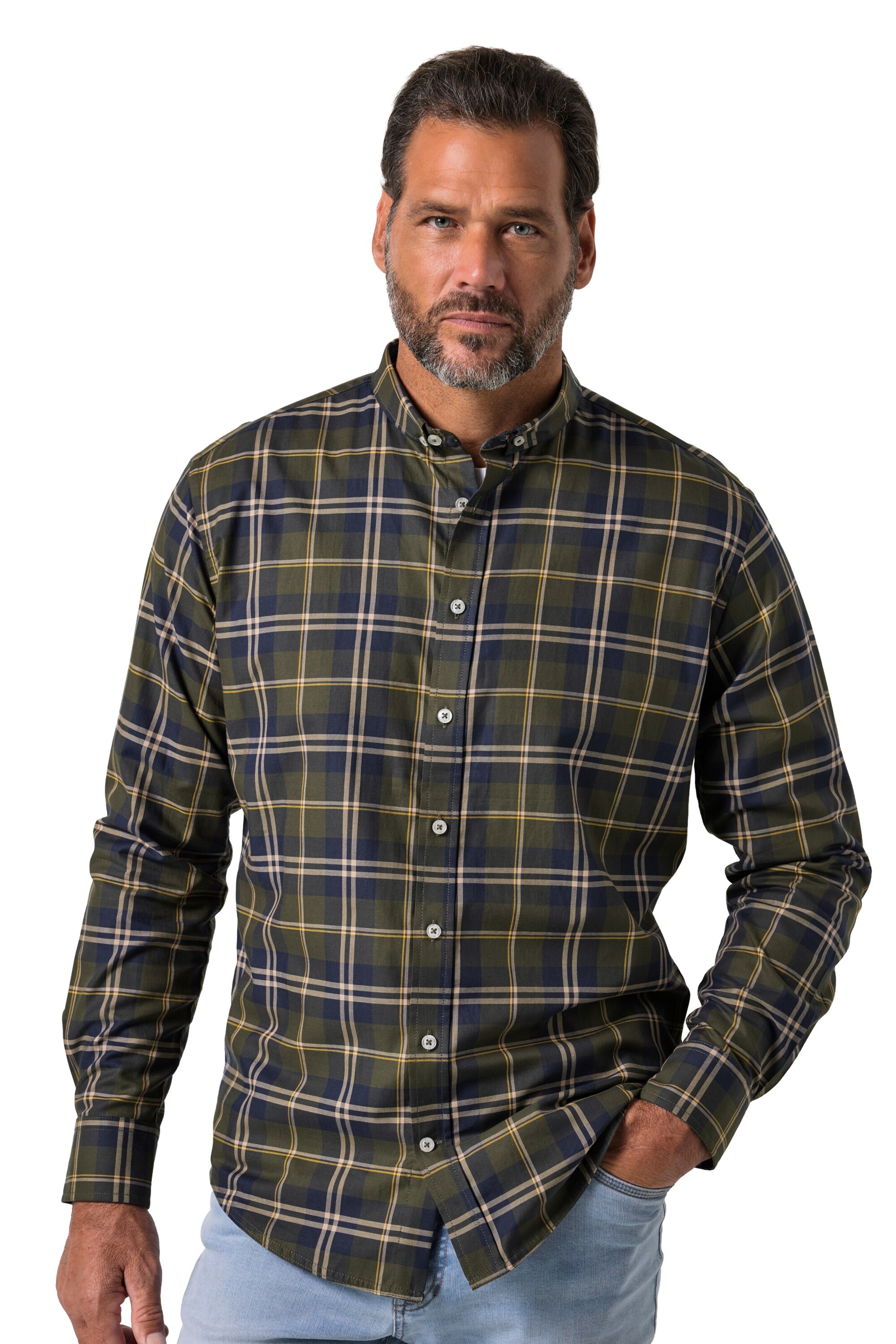 JP1880 Comfort fit Button Up Shirt in Green: front