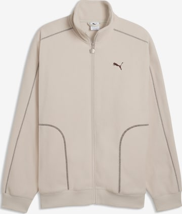 PUMA Athletic fleece jacket 'Essentials Elevated' in Beige: front