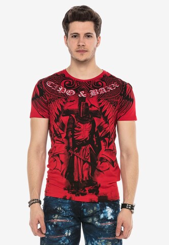 CIPO & BAXX T-Shirt KNIGHT IN ARMOUR mit grafischem Print in Rot: predná strana