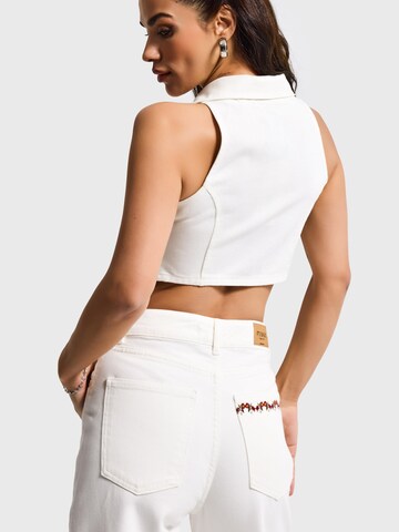 IT'S BASIC Bodywarmer 'CROPPED DENIM WAISTCOAT' in Wit