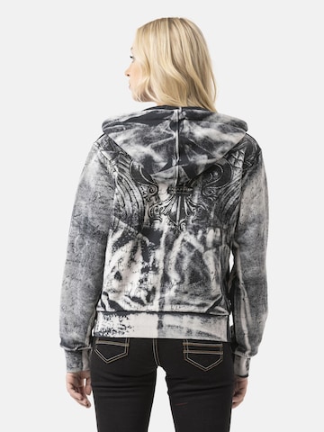 CIPO & BAXX Sweatjacke 'WL379', Tie-Dye-Muster, mit Kapuze, Streetwear, Rückenprint in Grau
