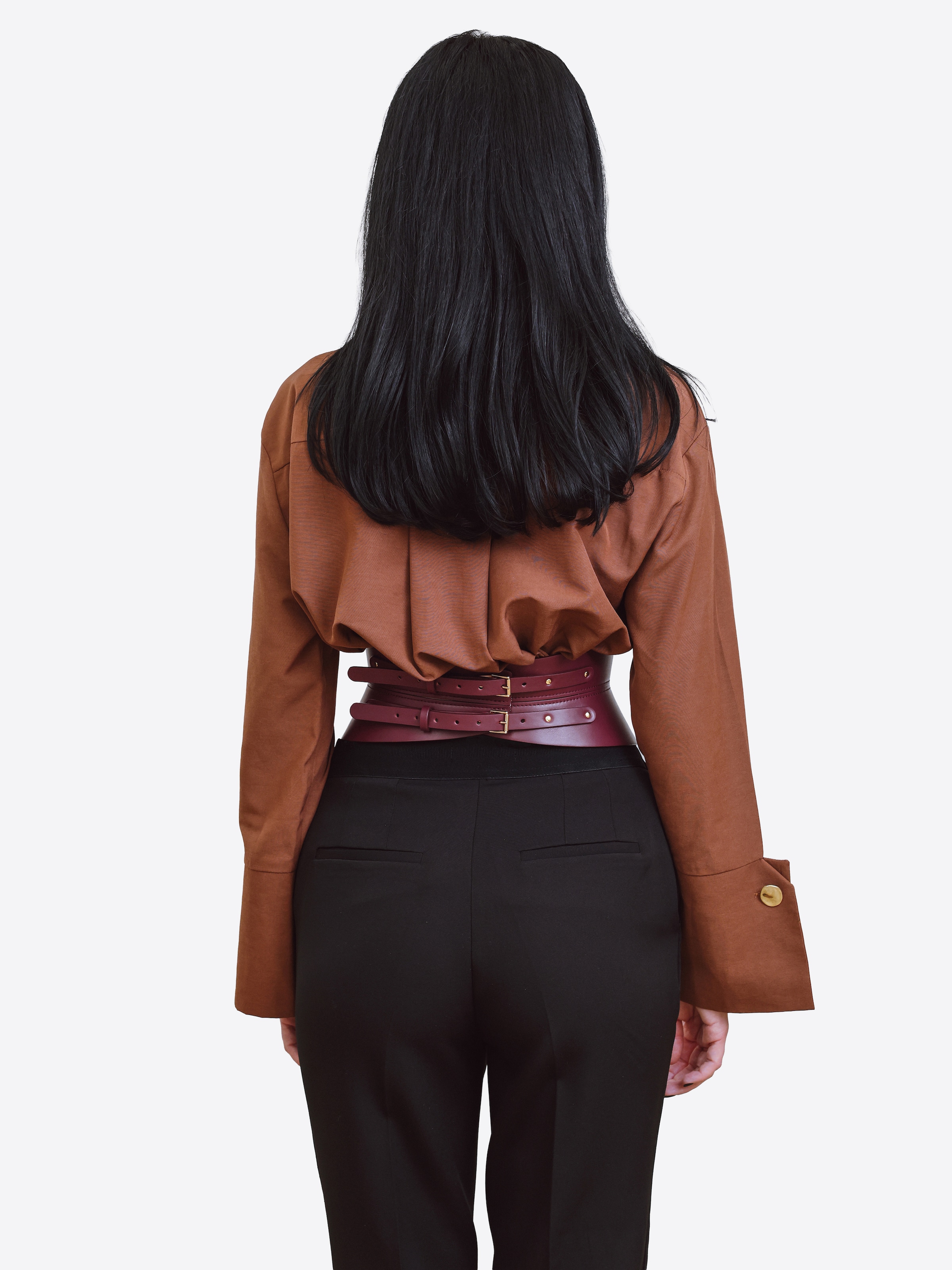 Haute Cuir - Cinturón 'Rounded Hourglass Corset Belt' en rojo