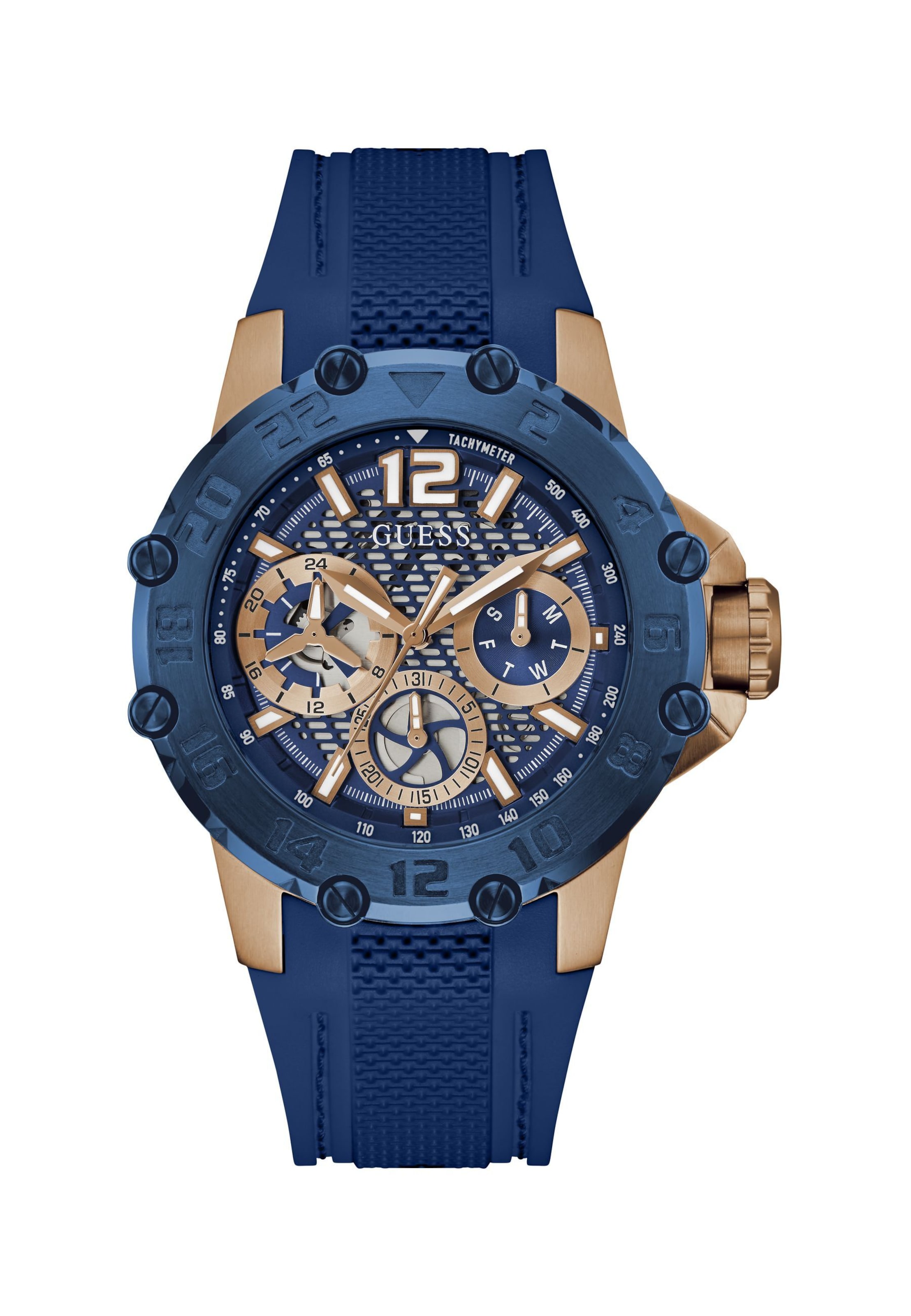 GUESS Analog Watch 'Contender' in Blue: front
