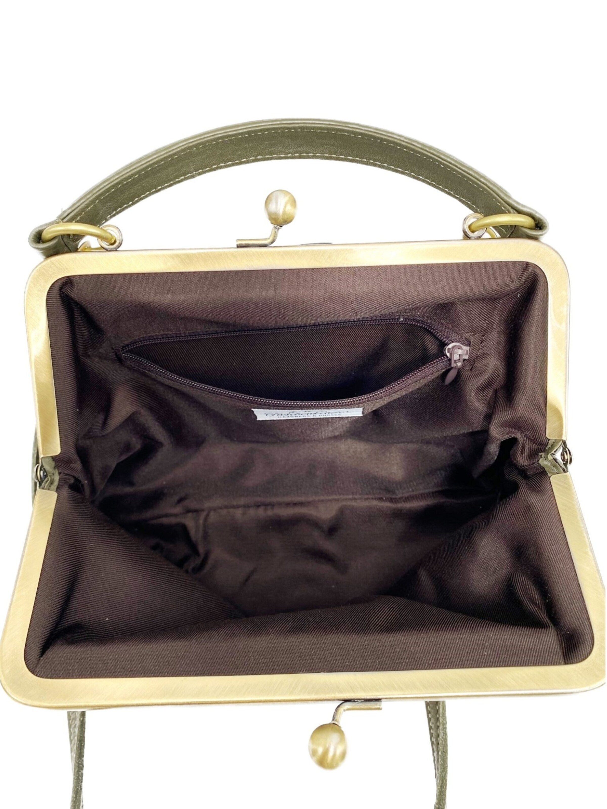 Taschenkinder Handbag 'Kleine Olive – Leder Handtasche & Umhängetasche' in Green