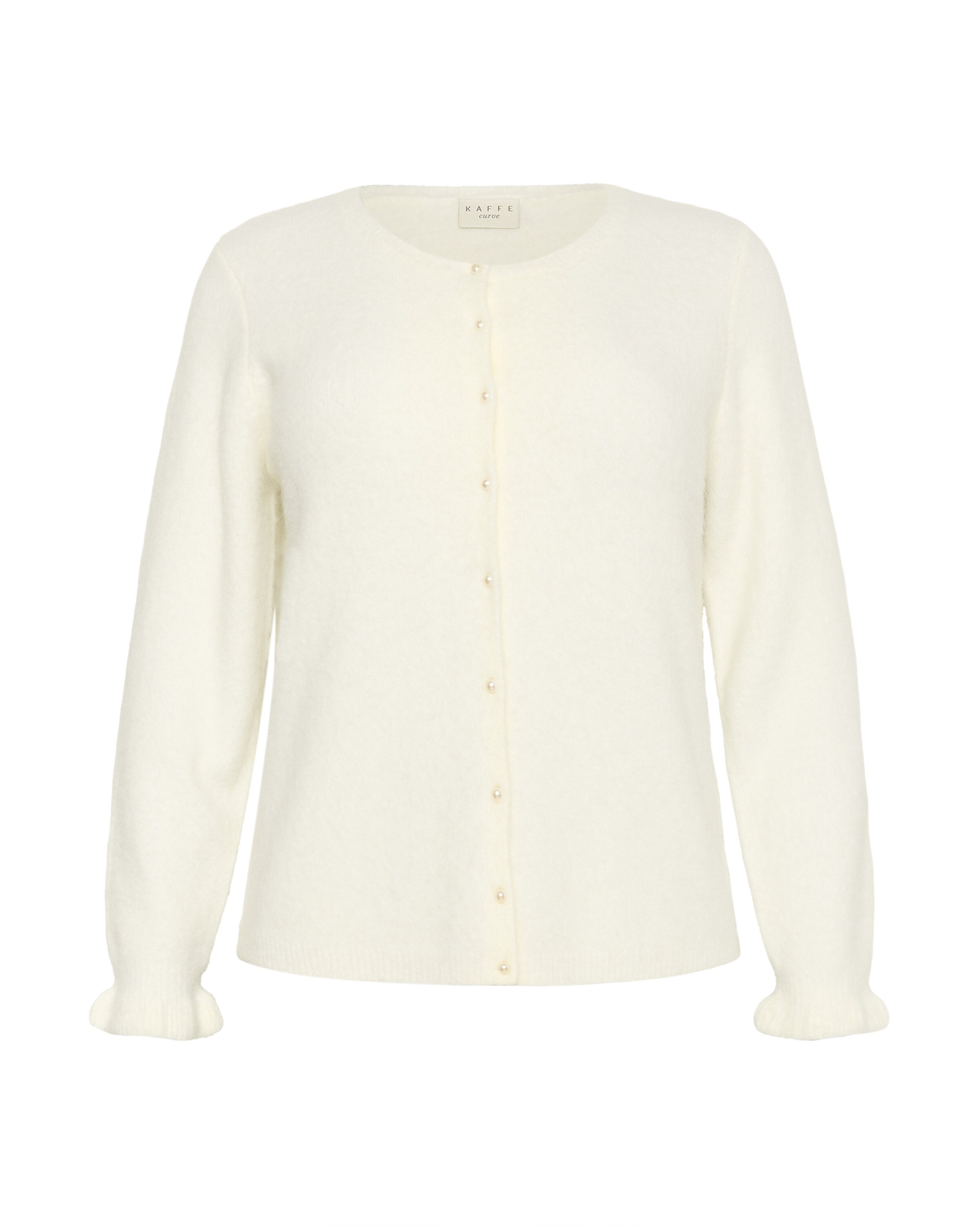 KAFFE CURVE Gebreid vest 'KCcirsten' in Wit: voorkant