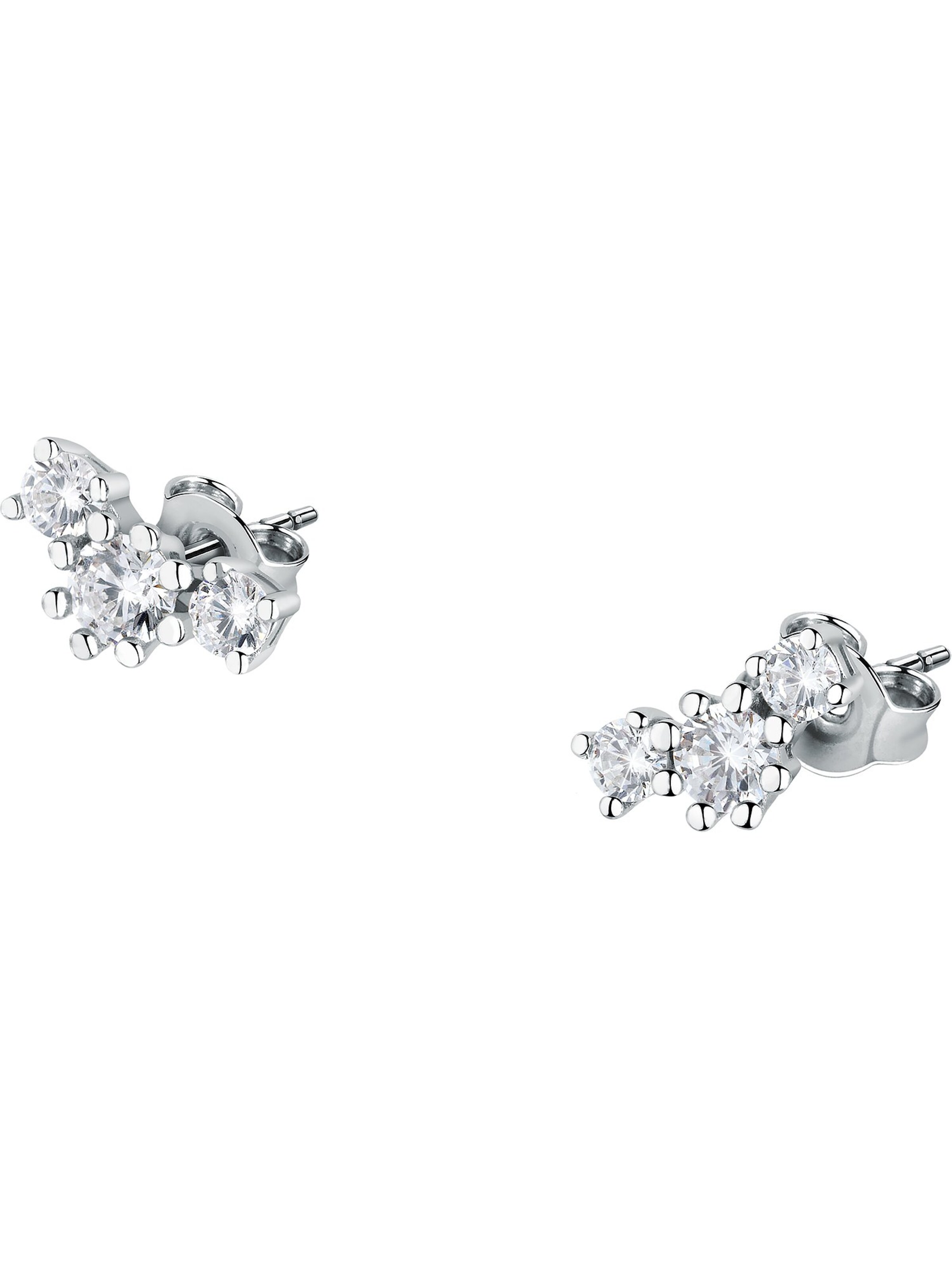 Live Diamond Earrings in Silver: front