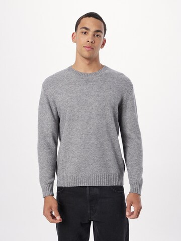 REPLAY Пуловер 'Mesh' в сиво: отпред