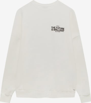 Sweat-shirt Pull&Bear en blanc : devant