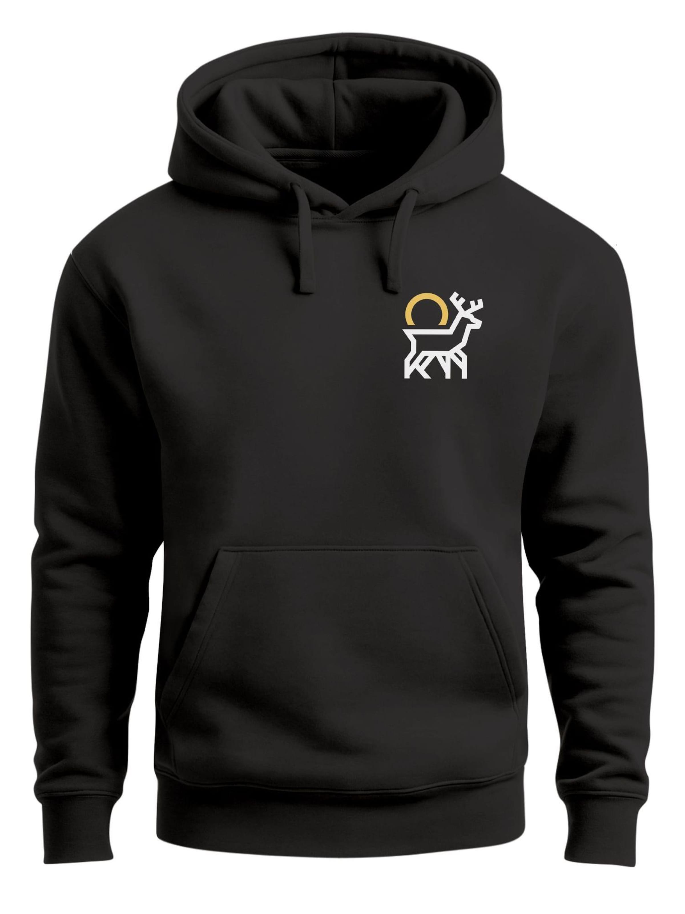 Neverless Sweatshirt 'Hirsch Sonne' in Black: front