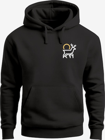 Neverless Sweatshirt 'Hirsch Sonne' in Schwarz: Vorderseite