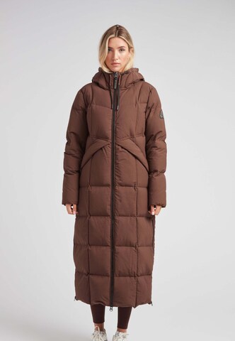 JACK1T Outdoorjas ' Black Star Extra Long Puffer Matt ' in Bruin: voorkant
