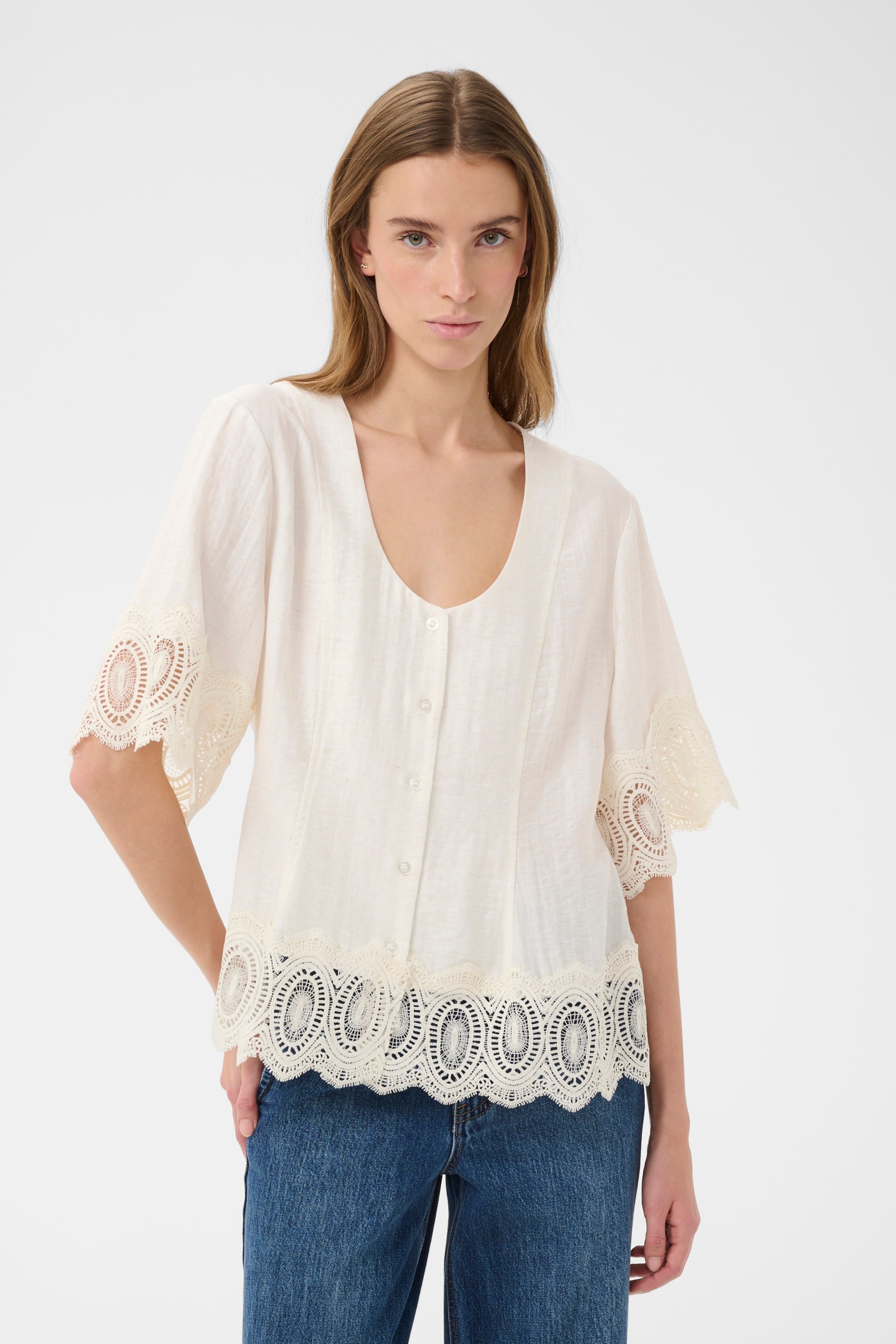 KAREN BY SIMONSEN Blouse 'Urith' in Wit: voorkant