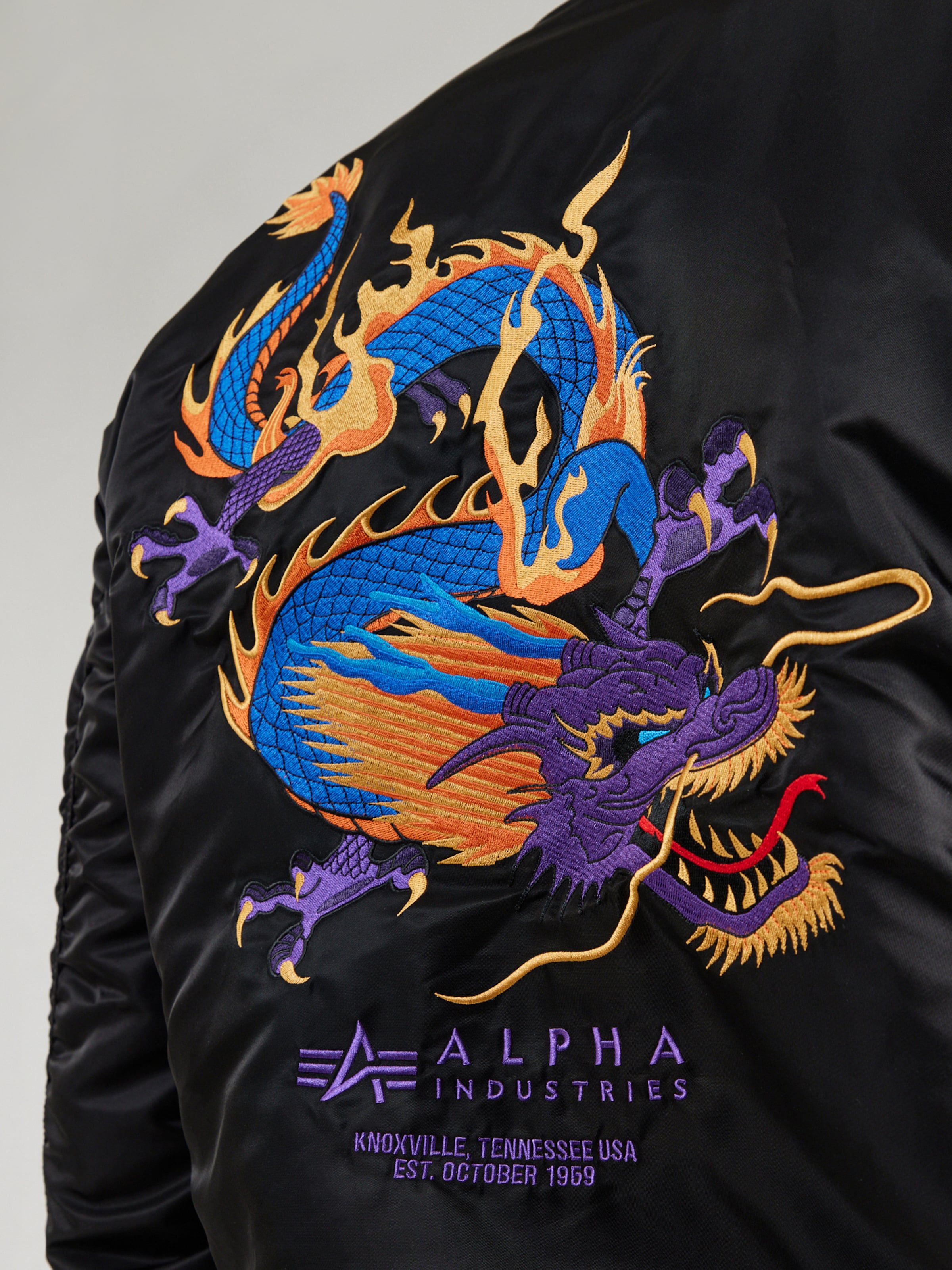 ALPHA INDUSTRIES Between-Season Jacket 'MA-1 Dragon' in Black