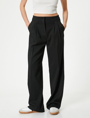 Koton Wide leg Pleated Pants in Black: front