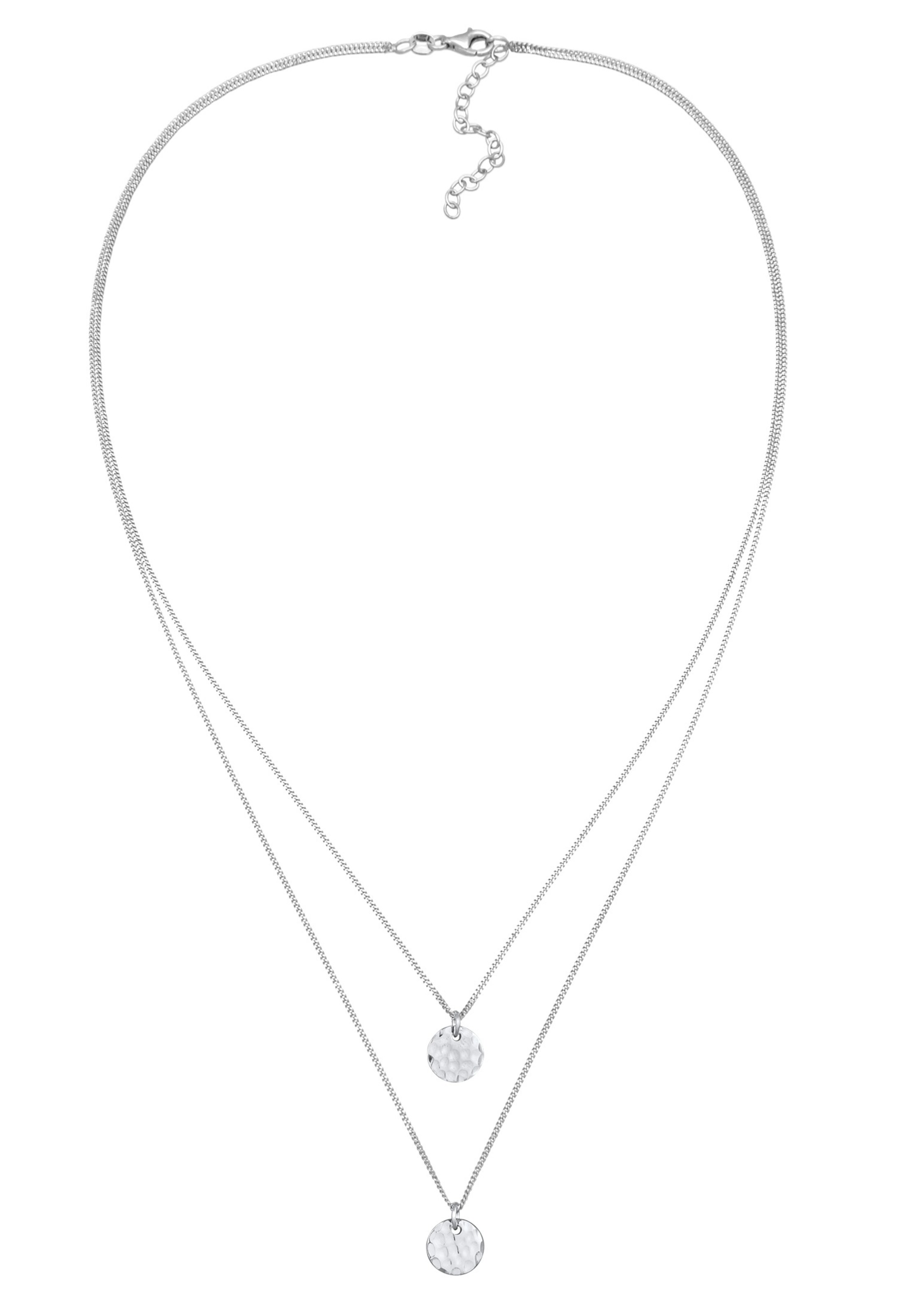 ELLI Ketting 'Plättchen' in Zilver: voorkant