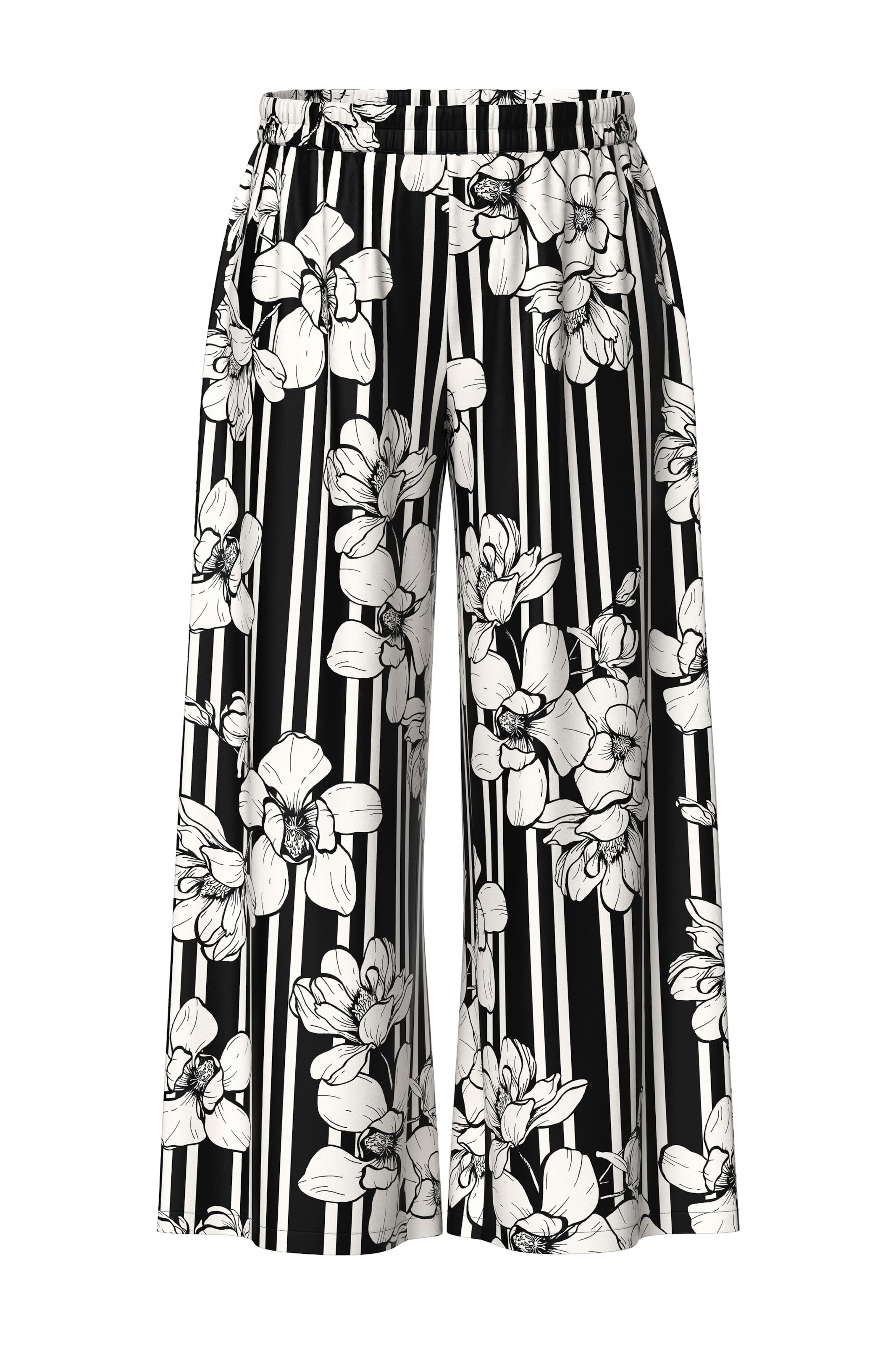 Ulla Popken Wide Leg Hose in Schwarz: Vorderseite