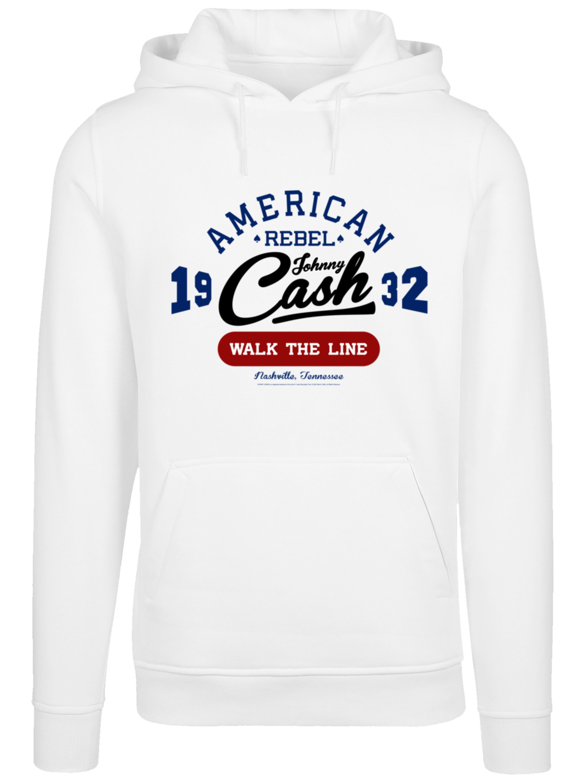 F4NT4STIC Sweatshirt 'Johnny Cash Music Walk the Line' in White: front