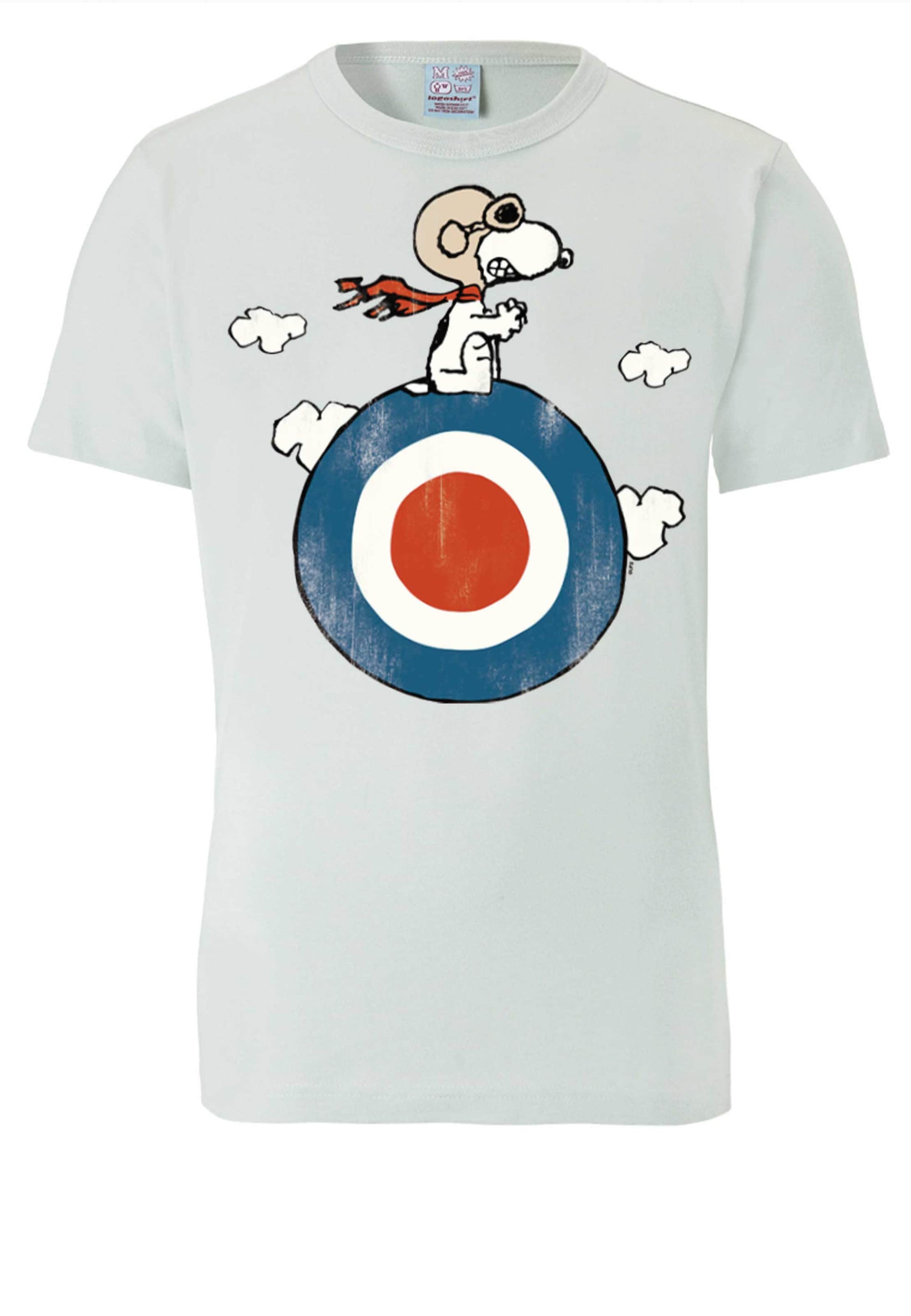 LOGOSHIRT Shirt 'Peanuts - Snoopy Pilot' in Blue: front