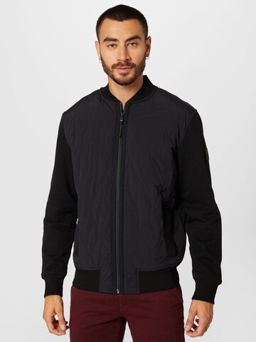 BOSS Orange Sweat jacket 'Zebomber' in Black: front