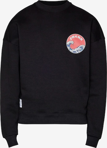 ALPHA INDUSTRIESSweater majica 'Japan Wave Warrior' - crna boja: prednji dio