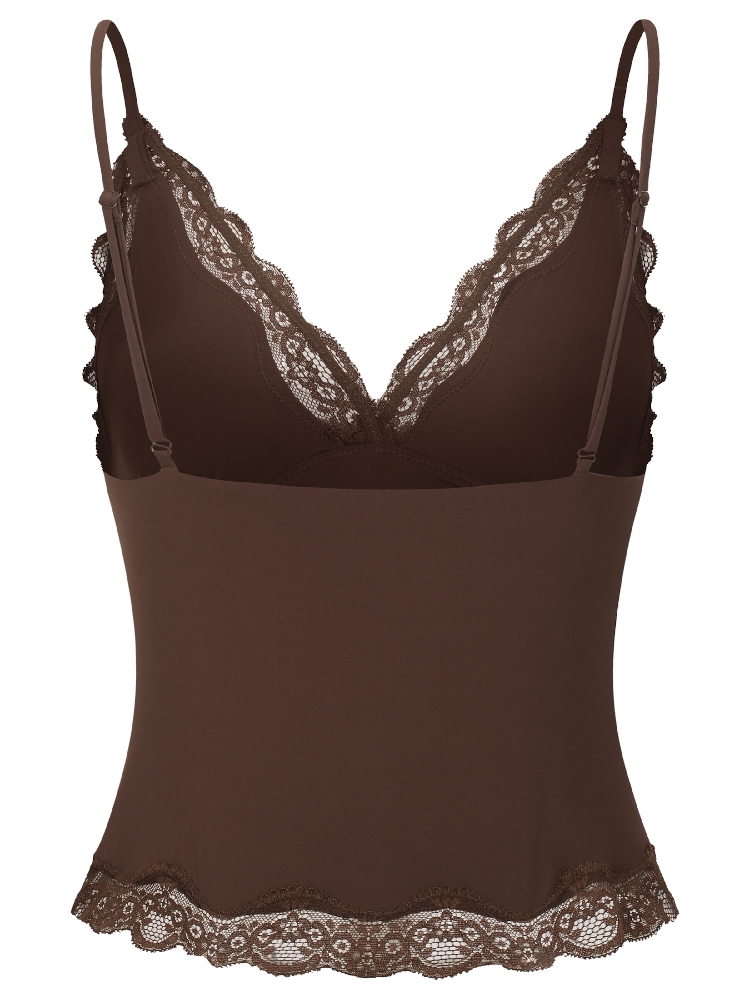 cfab (formerly creamy fabrics) - Top 'Deep Neck Lace Top' en marrón