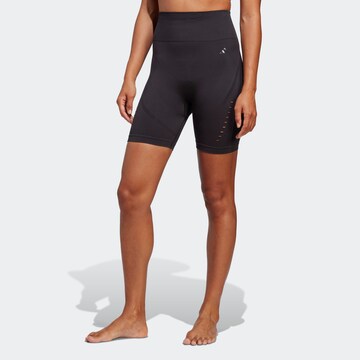 ADIDAS PERFORMANCE Skinny Sportsbukser 'Studio Aero Bike' i sort: forside