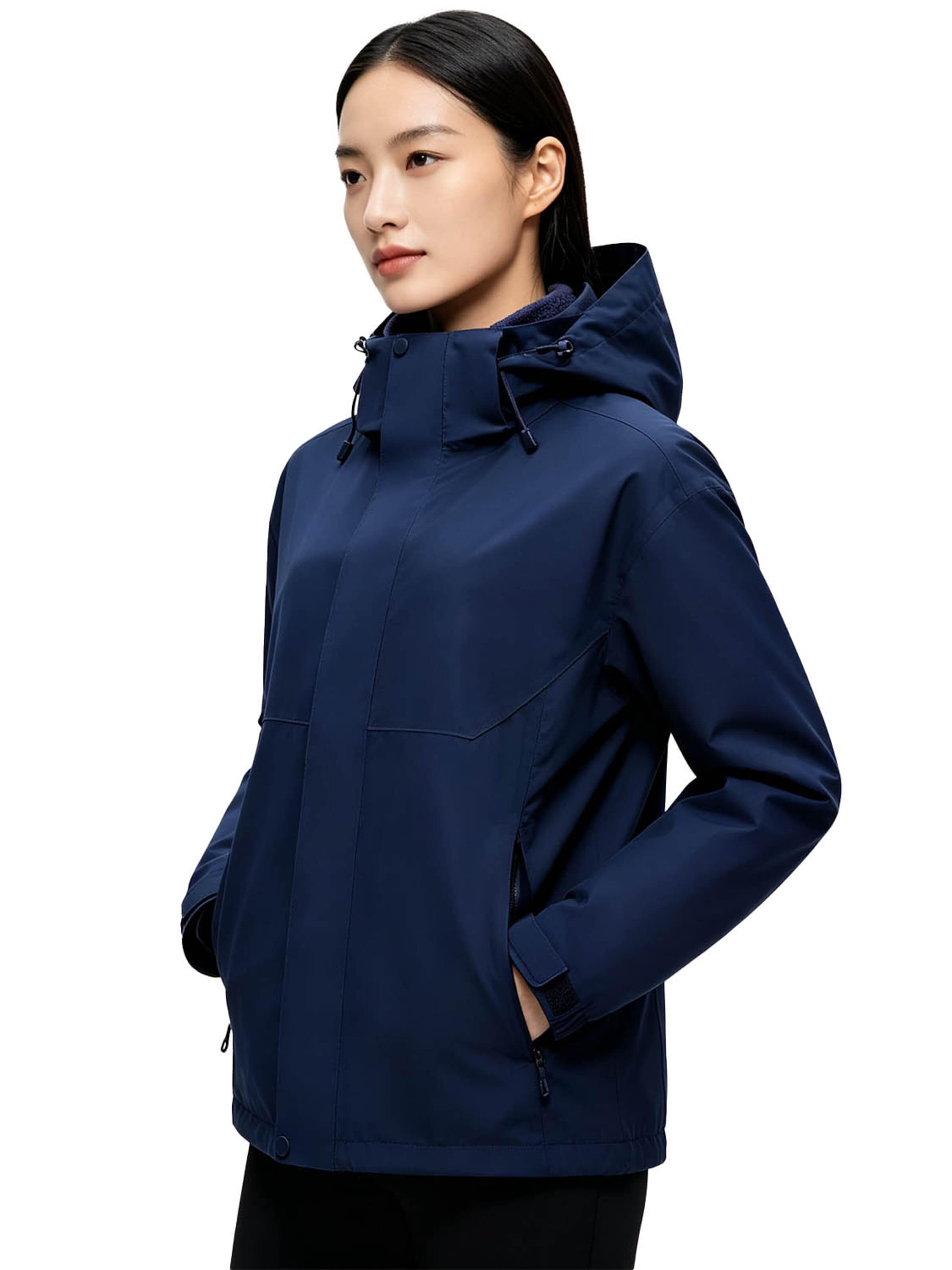 KoJooin Kurtka przejściowa 'Damen Ramble 3-in-1 Jacke Recycelte Wasserdichte Hülle mit Kapuze und Abnehmbarem Thermofutter' w kolorze niebieski