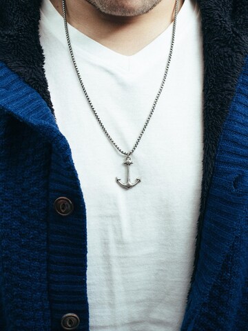 Akitsune Necklace 'Portus Anchor Pendant / Necklace Antique Silver 70 cm' in Silver: front