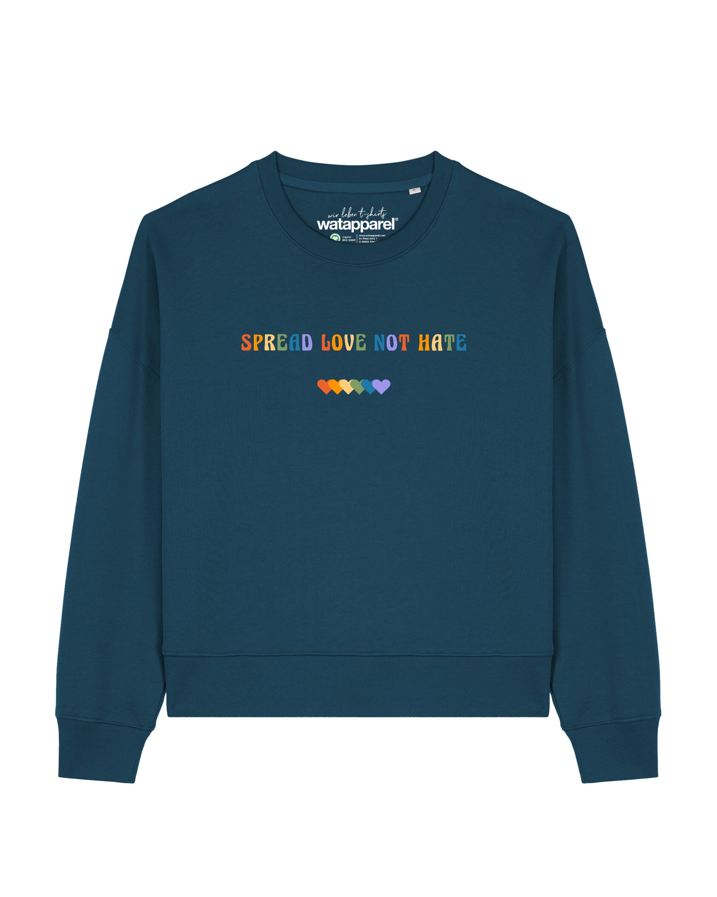 Watapparel Sweatshirt 'Spread Love Not Hate' in Green: front