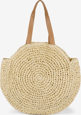 styleBREAKER Shoulder bag 'Runde Flecht Schultertasche - Basttasche' in Beige: front
