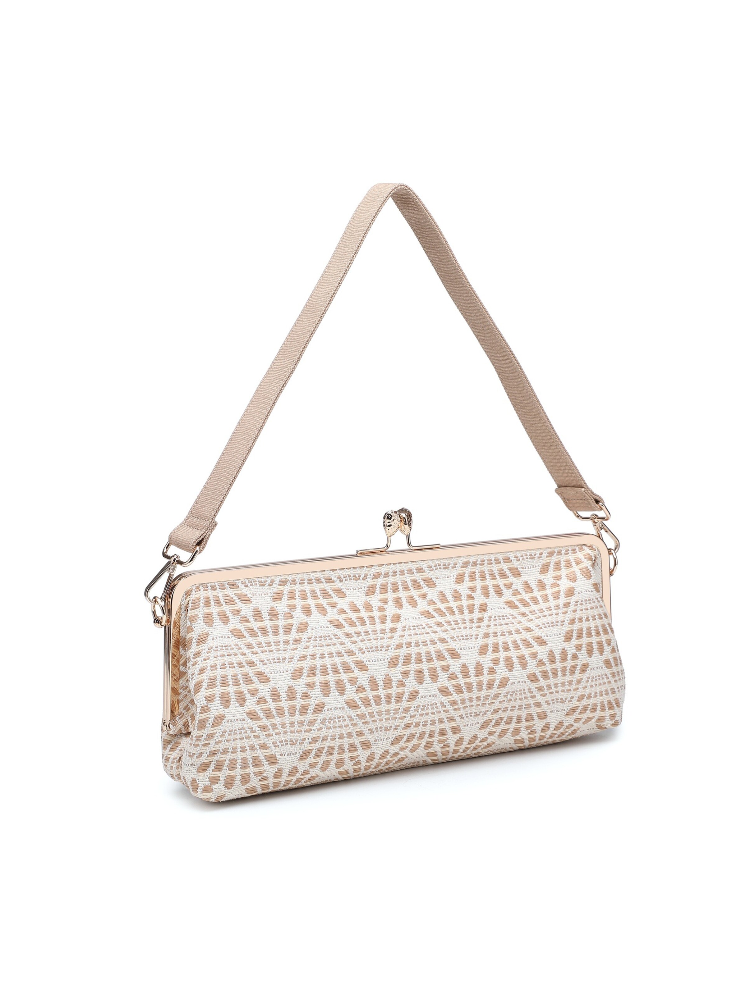 Borsa a mano 'Borsa a mano Kassandra Orlanda Plus - Chiusura fibbia, tessuto jacquard geometrico' di Kassandra in verde