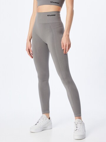 Skinny Pantalon de sport Hummel en gris : devant