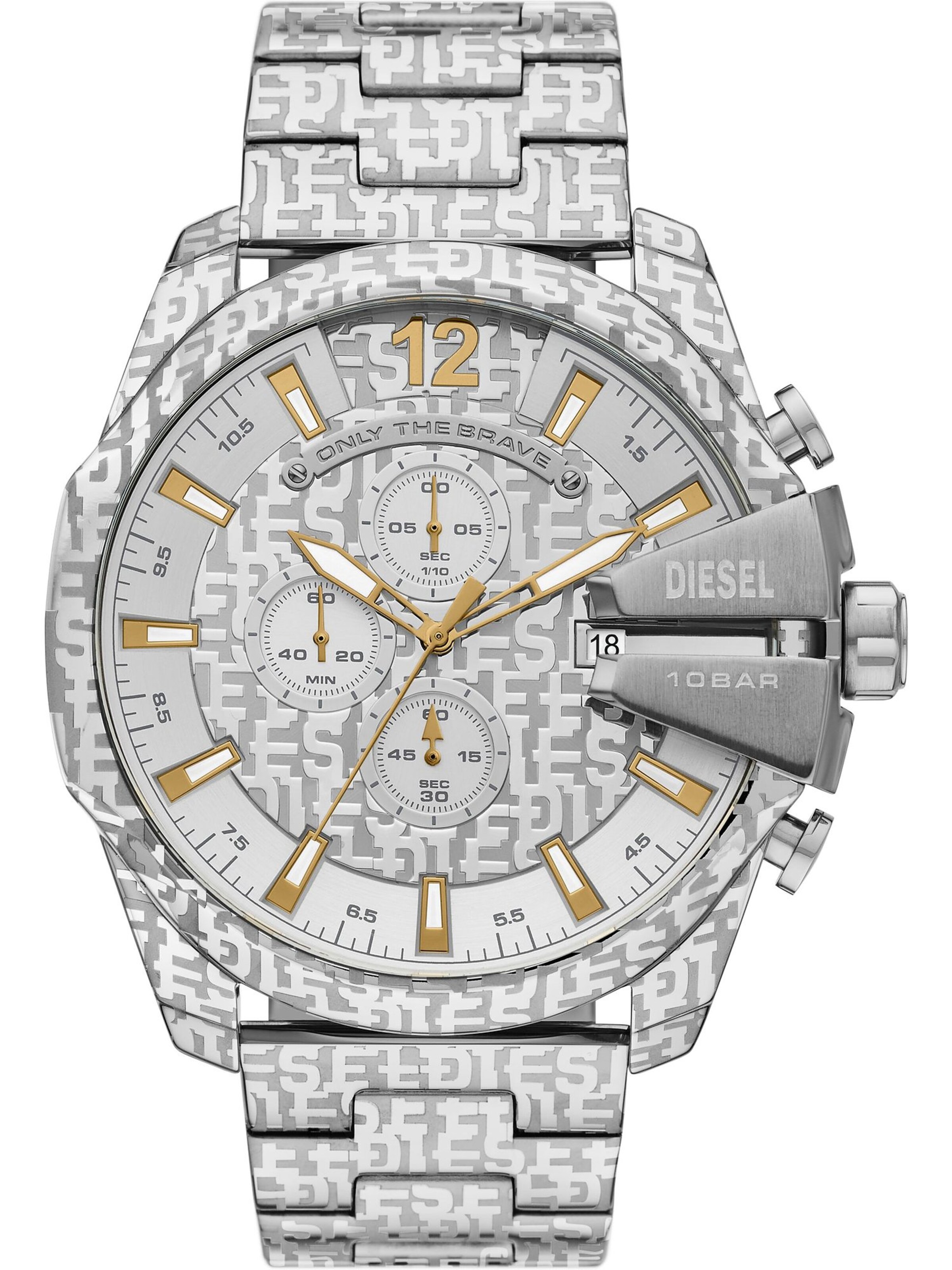 DIESEL Uhr in gold / grau / silber / weiß, Produktansicht