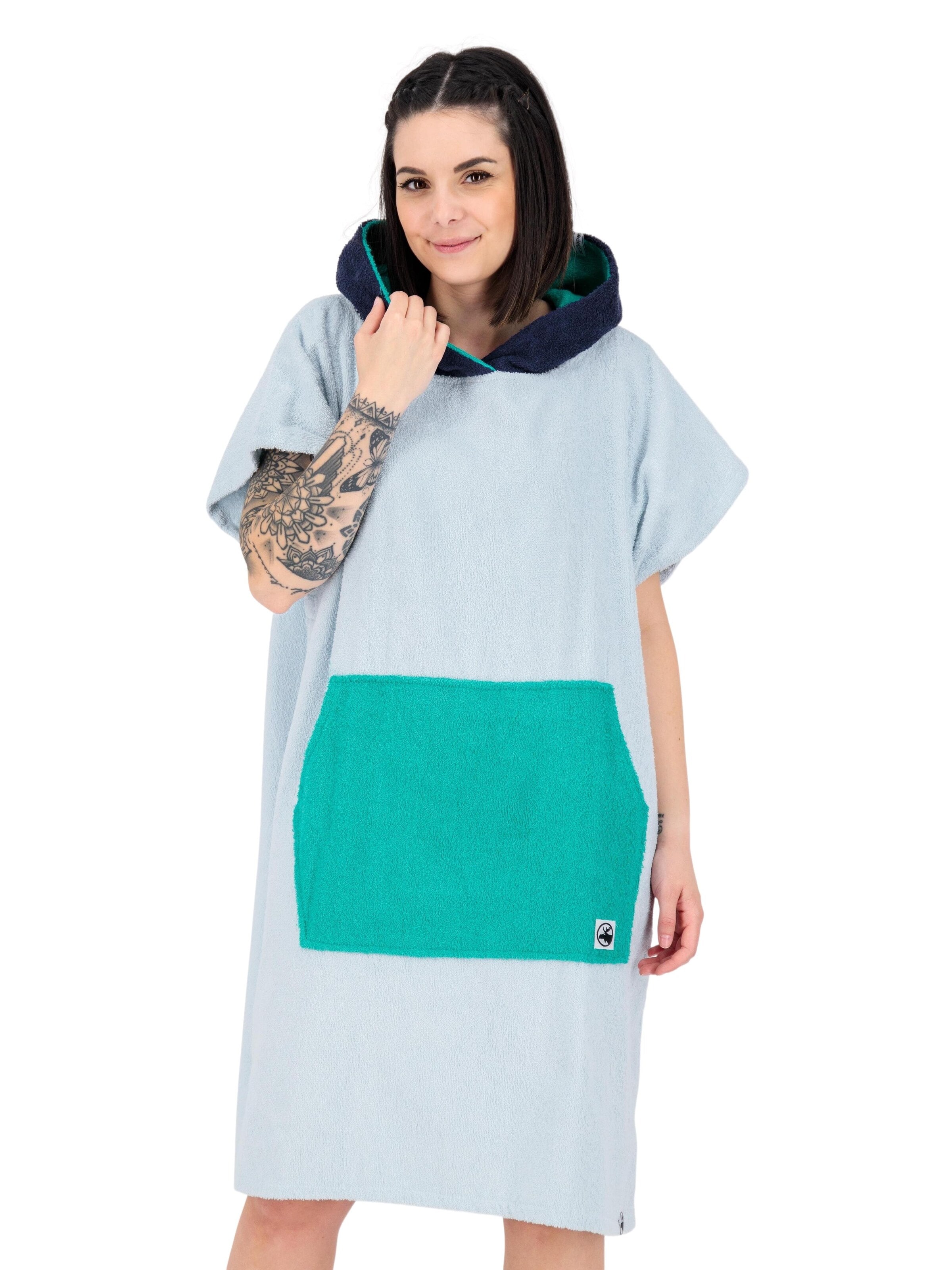 deproc Badjas lang  'PARLEE BEACH' in Blauw: voorkant