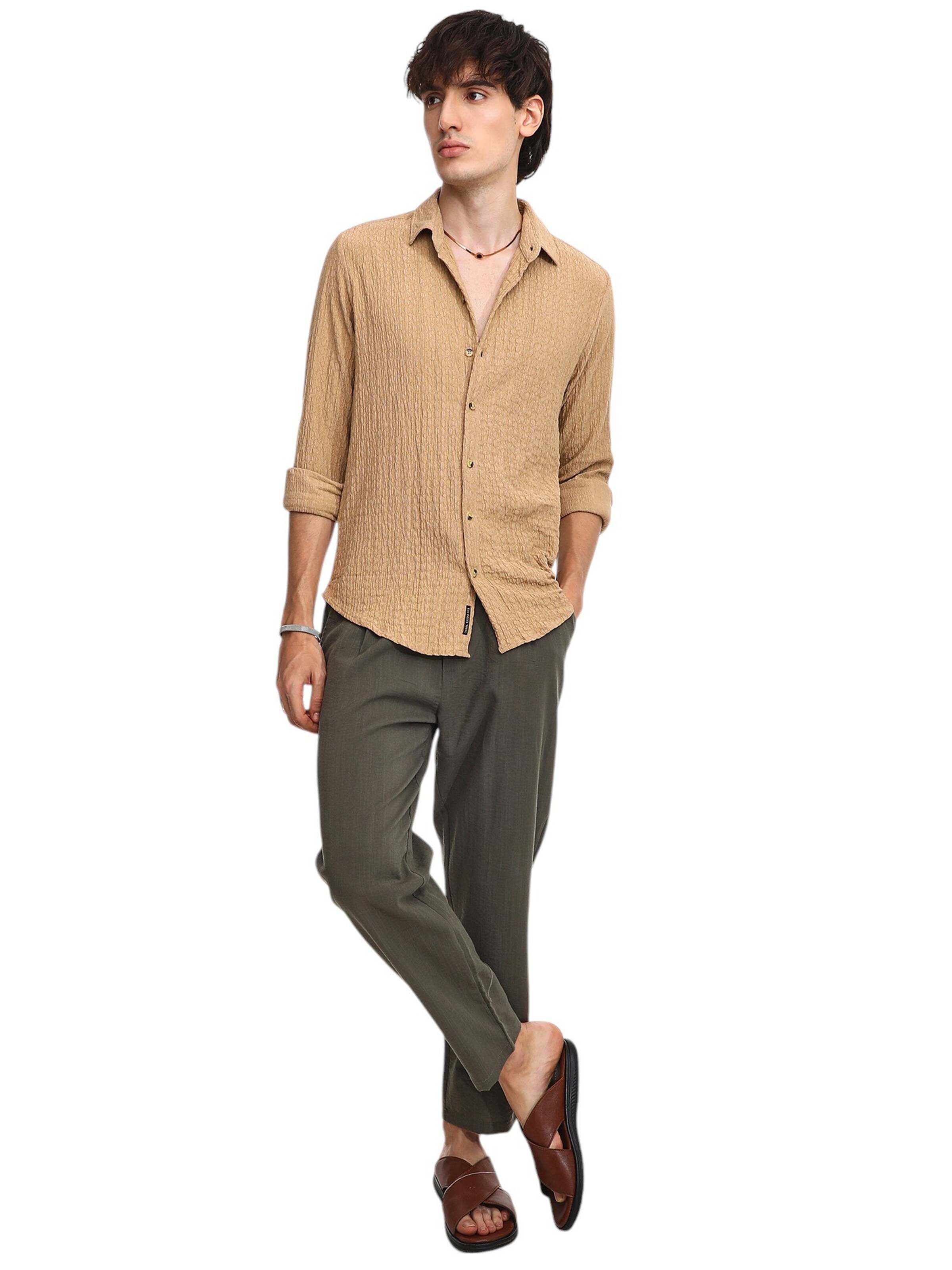 Campus Sutra Regular fit Overhemd 'Rylie' in Beige