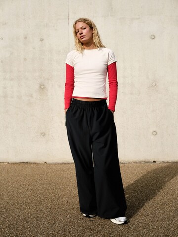 self. Wide leg Broek in Zwart