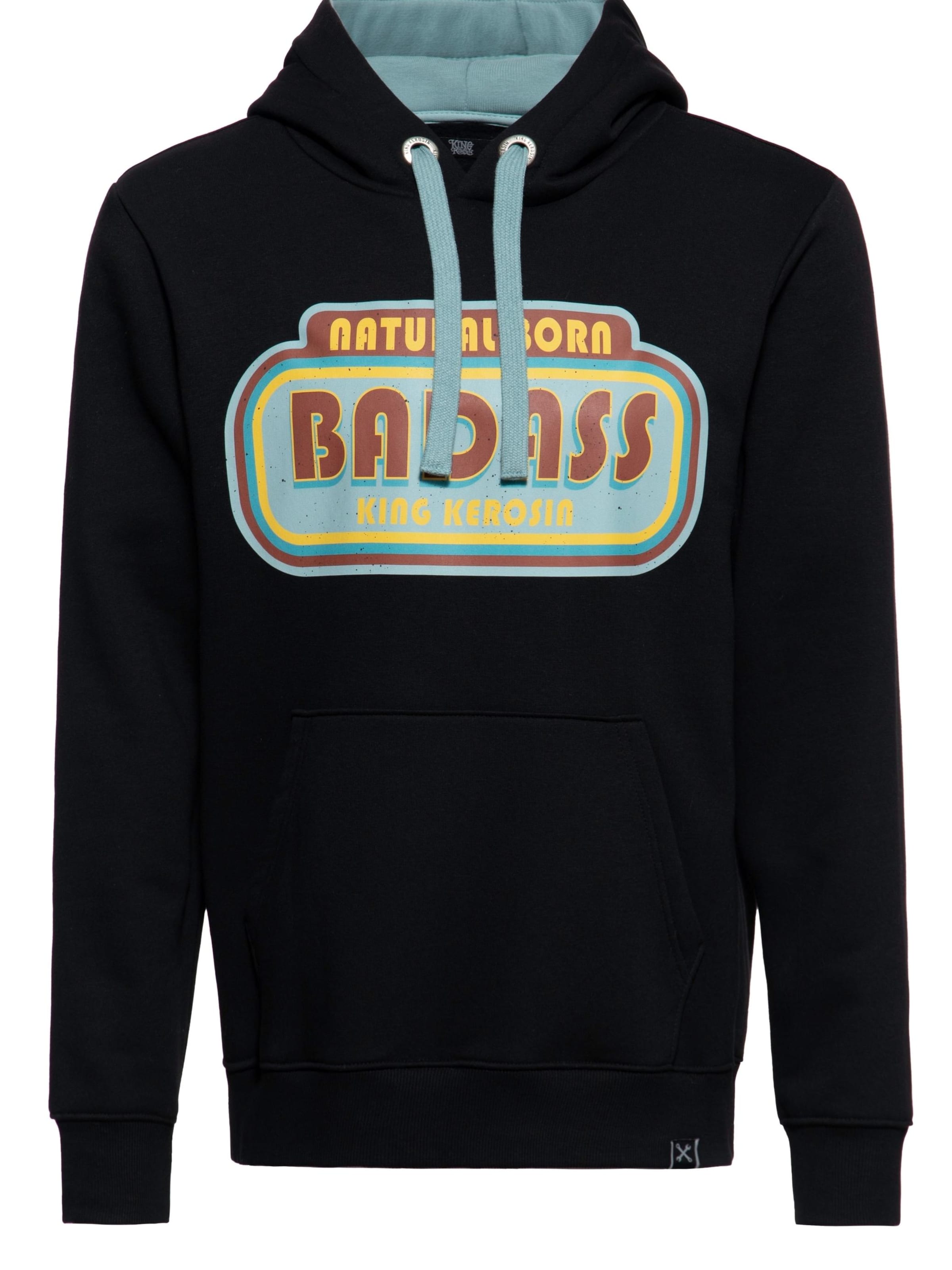 King Kerosin Pullover 'Natural Born Badass' in Schwarz: Vorderseite