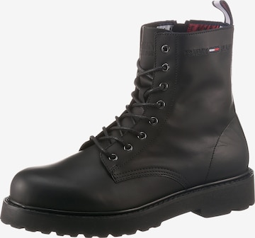 Tommy Jeans Lace-Up Boots in Black: front