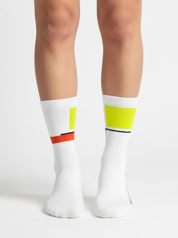 PIPPO Amsterdam Sportsokken 'Mondrian Rennrad' in Wit: voorkant