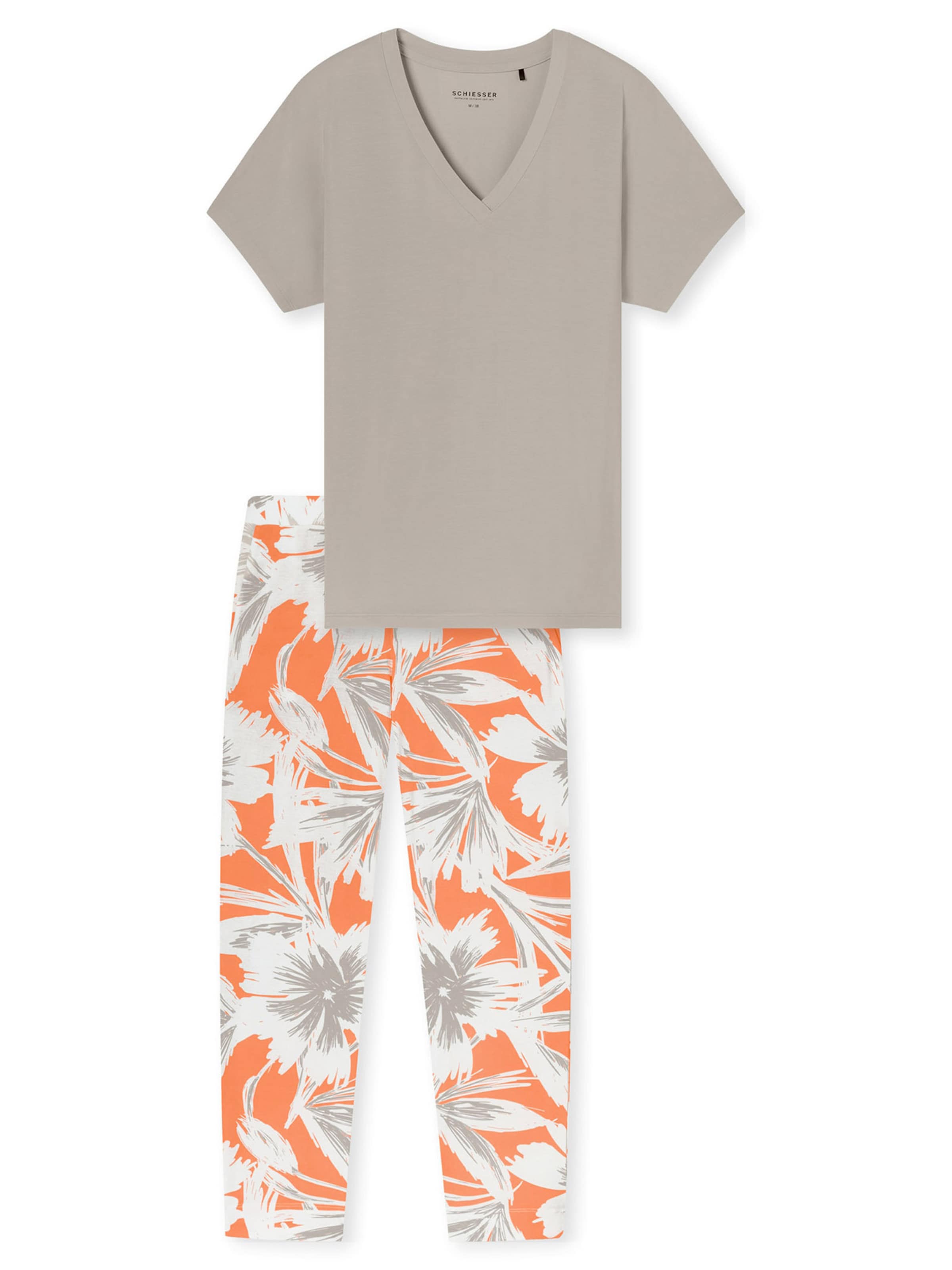 SCHIESSER Pyjama 'Selected Premium 7/8' in Grau: Vorderseite