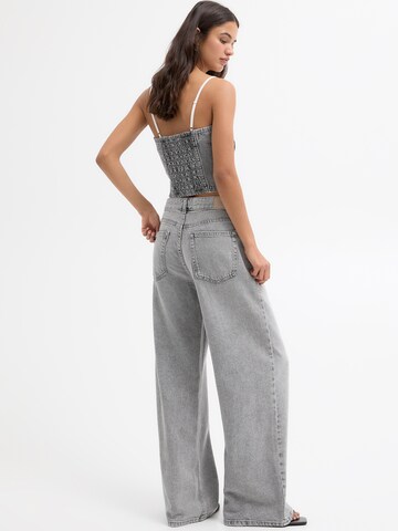 Pull&Bear Wide leg Jeans in Grijs