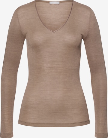 Hanro Longsleeve ' Woolen Silk ' in Braun: Vorderseite