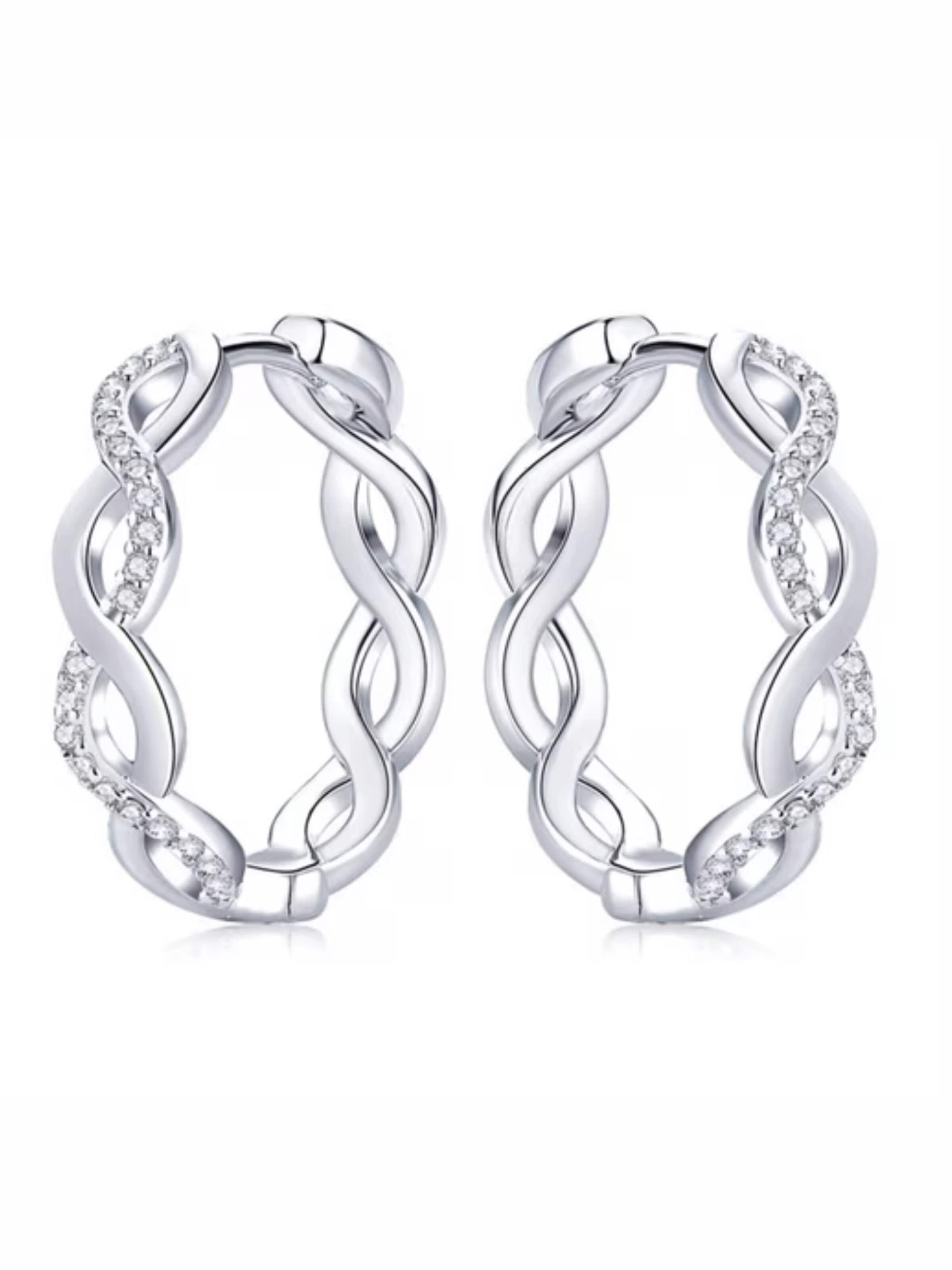 ROUGEMONT Jewellery Earrings 'Funkelnde Moissanit Creolen' in Silver: front
