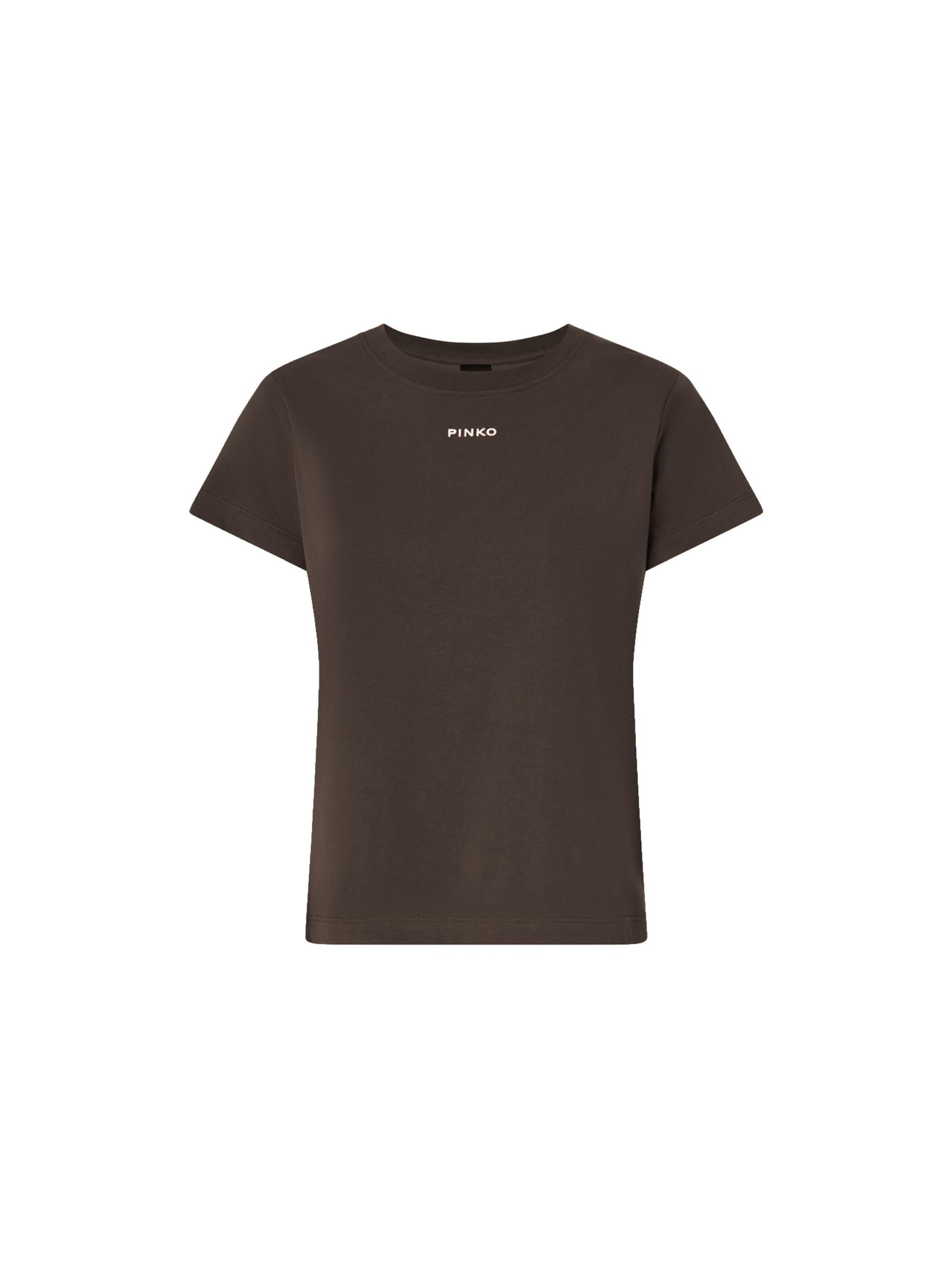 PINKO Tričko 'PINKO BASICO T-SHIRT JERSEY LOGO PINKO GOMMATO T-SHIRT' – hnědá: přední strana