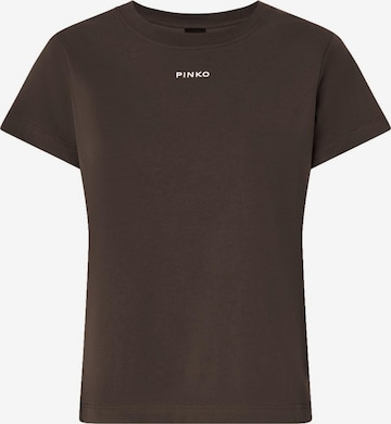 PINKO Tričko 'PINKO BASICO T-SHIRT JERSEY LOGO PINKO GOMMATO T-SHIRT' – hnědá: přední strana