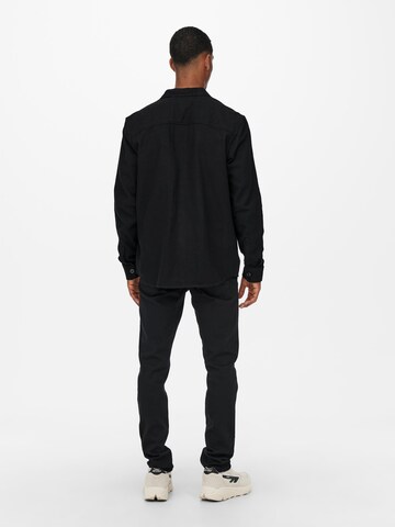 Only & Sons Regular fit Button Up Shirt 'Milo' in Black